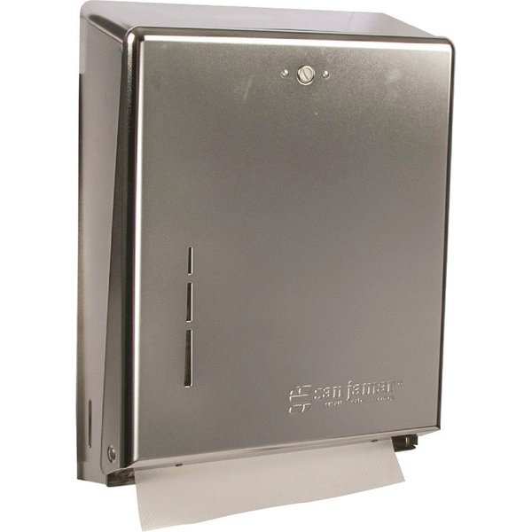 San Jamar Dispenser, f/Towels, 500Sht Cap, 11-3/8"x4"x14-3/4", Chrome SJMT1900XC